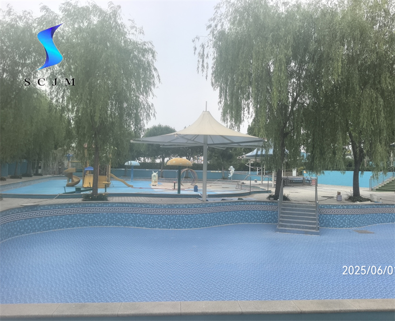 煙臺萊州水上樂園瓷磚改造膠膜鋪裝完成